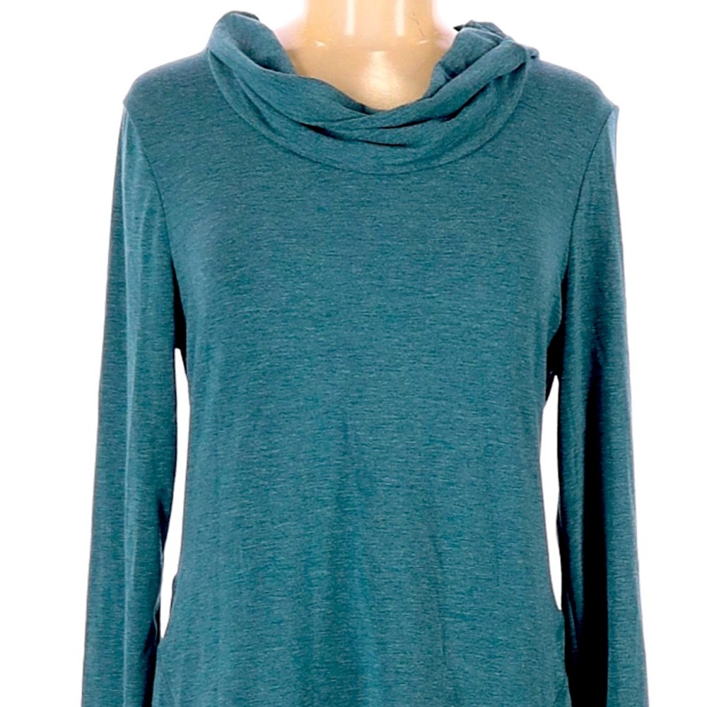 Apana Dark Teal Funnel Neck Yoga Athletic Top Sz S